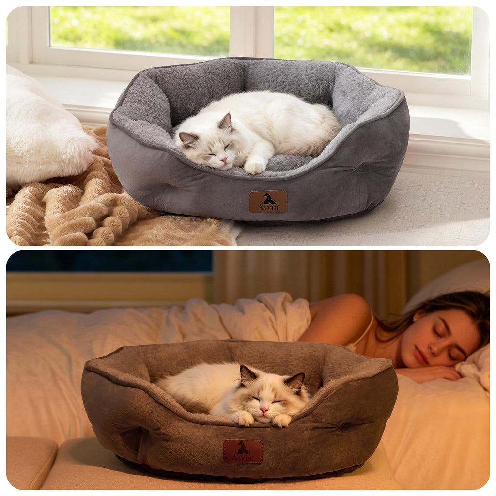 Small Dog Cat Pet Bed Machine Washable Grey 20 inches L71777