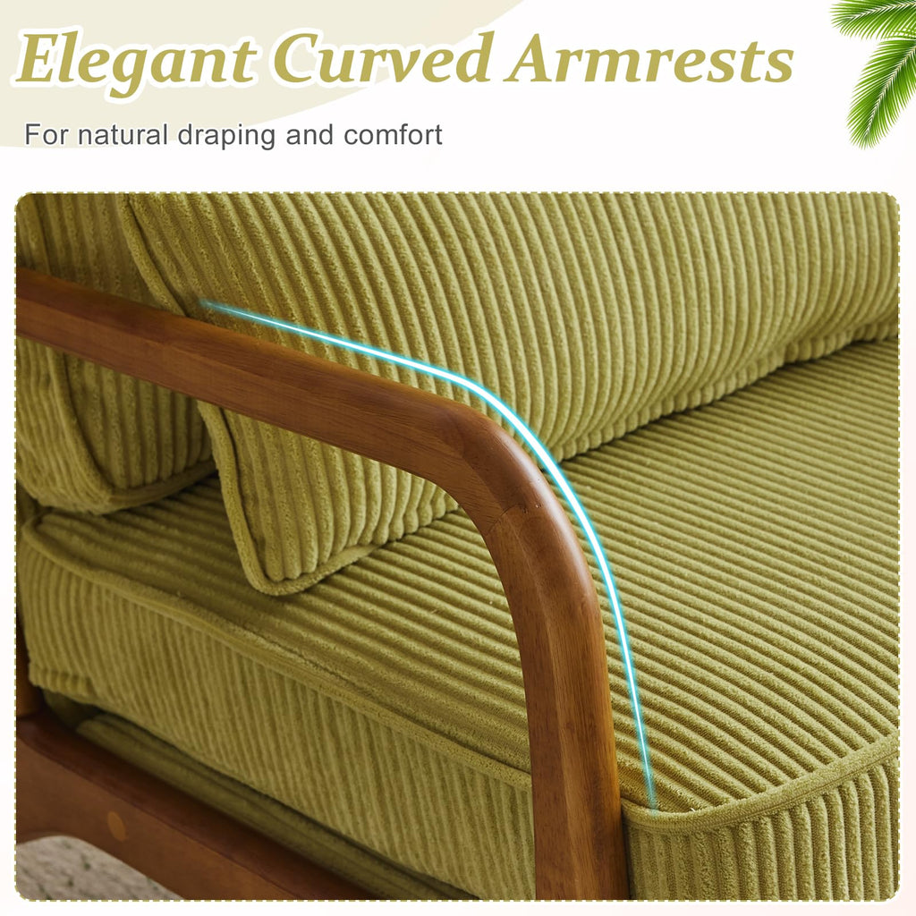 Green Corduroy Accent Chairs Set of 2 T1945