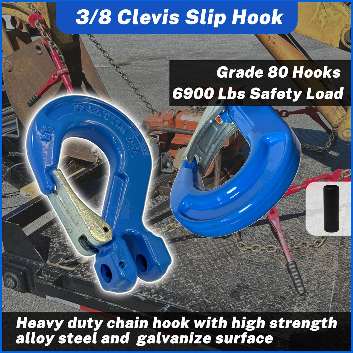 2 Pack 3/8" Heavy Duty Forged Clevis Slip Hook 6900Lbs T734114