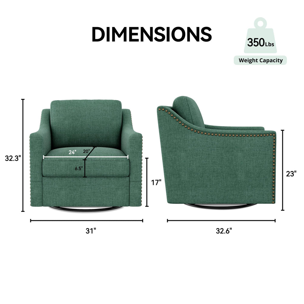 Green Linen Swivel Accent Chair Set of 2 L7064