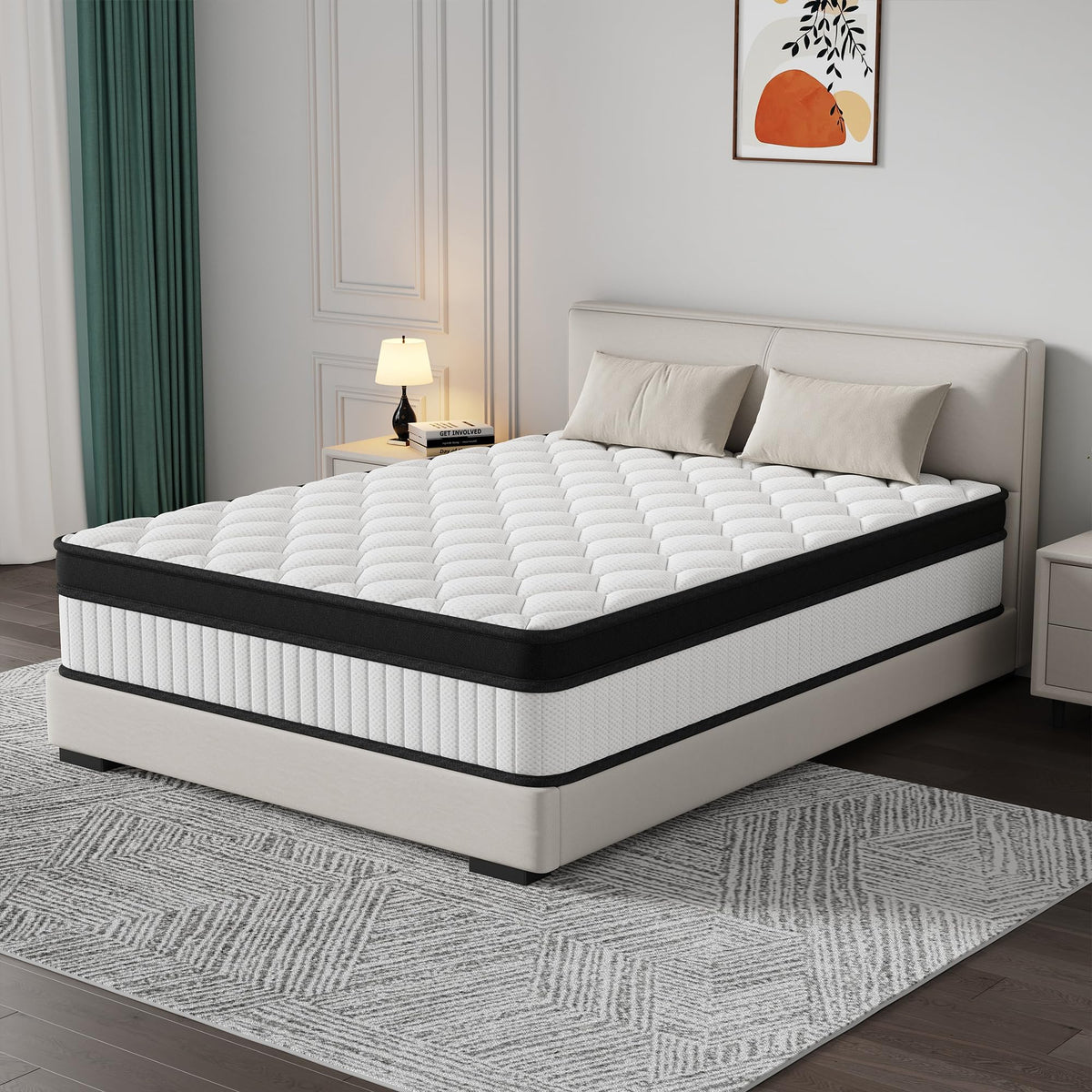 12 Inch Medium Firm Memory Foam Pocket Spring Hybrid Mattress H4178