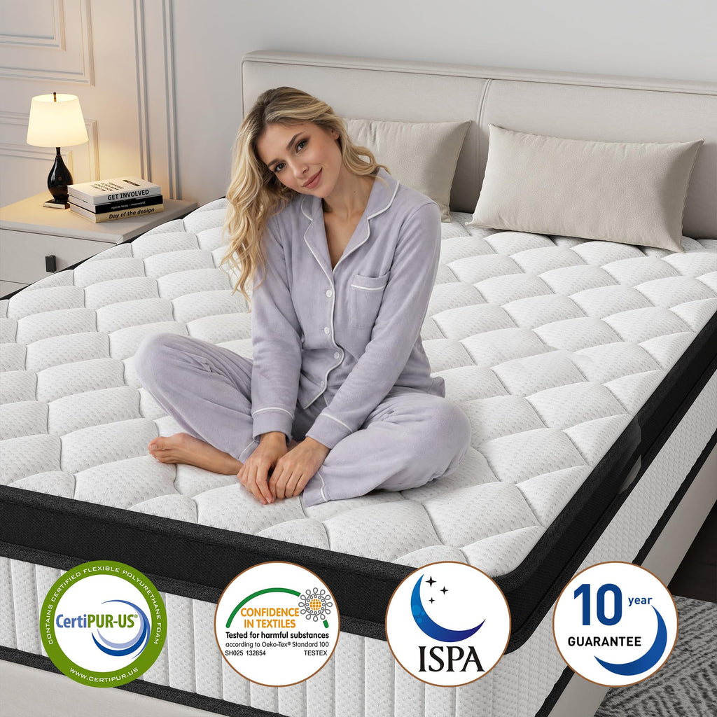 12 Inch Medium Firm Memory Foam Pocket Spring Hybrid Mattress H4178