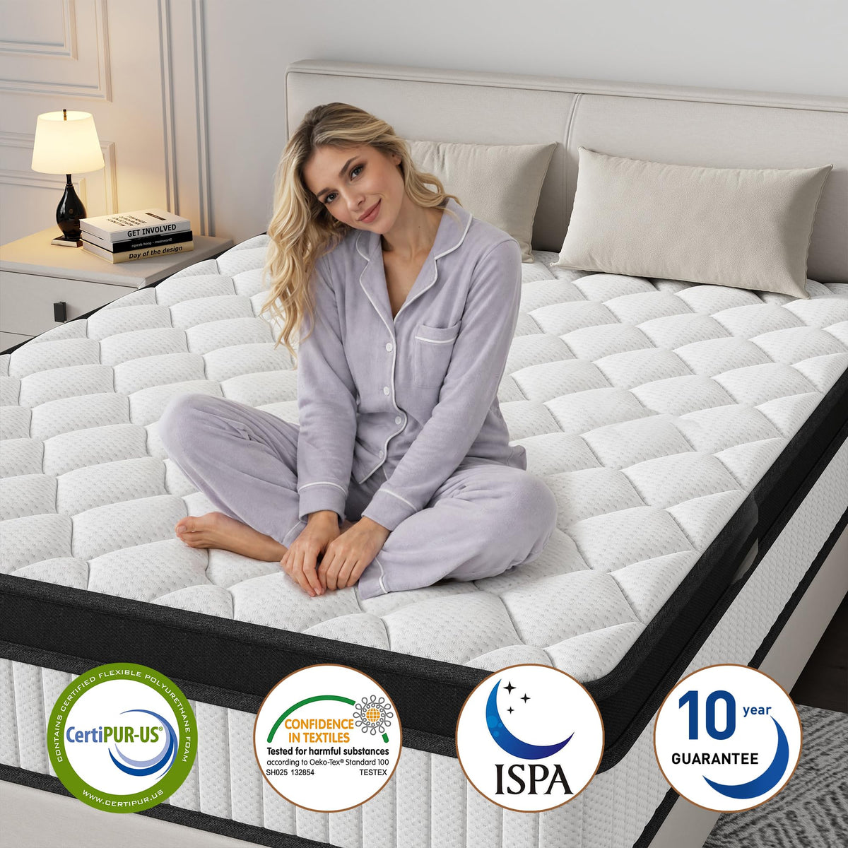 12 Inch Medium Firm Memory Foam Pocket Spring Hybrid Mattress H4178