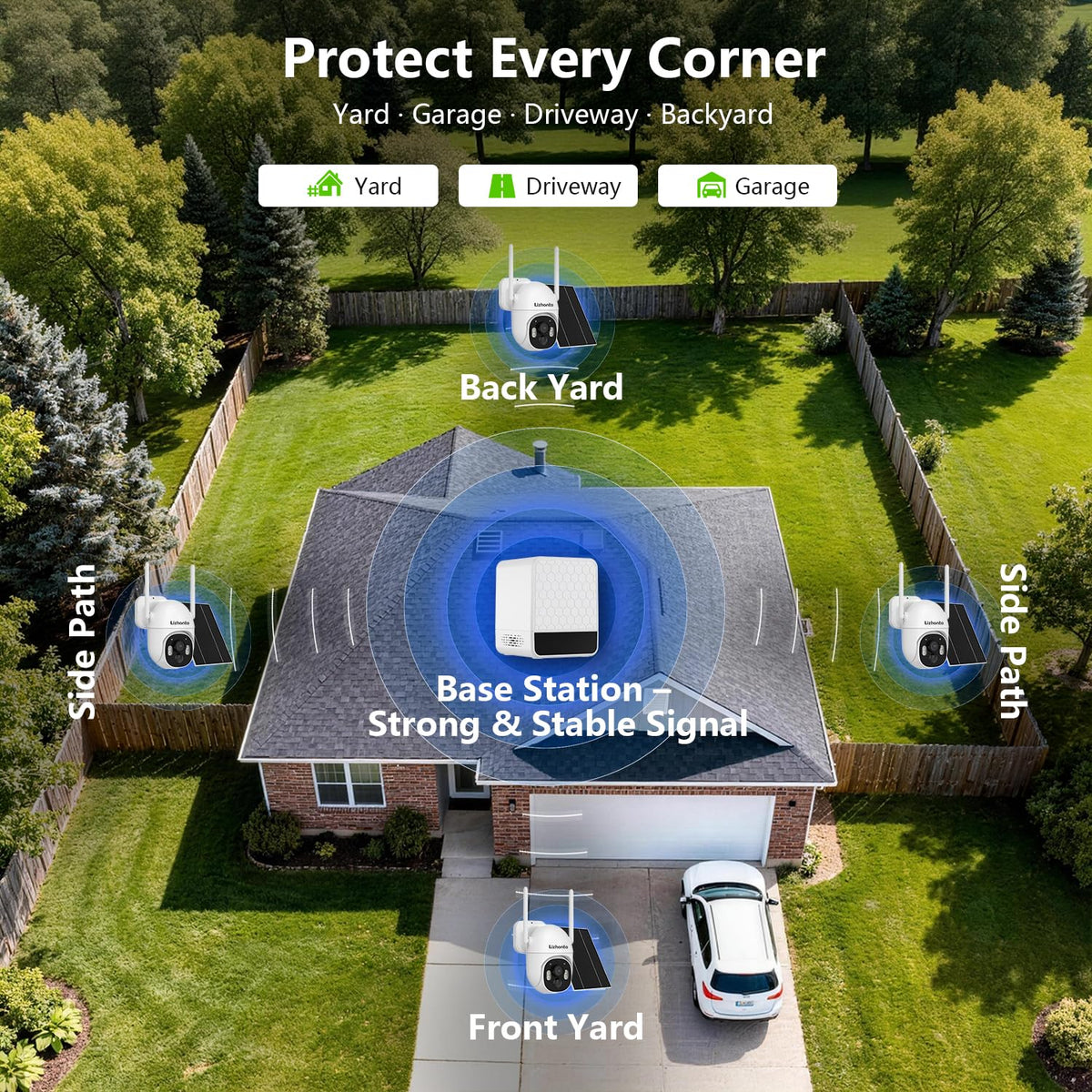 Solar Security Cameras Wireless Outdoor 4-Camera System F36206