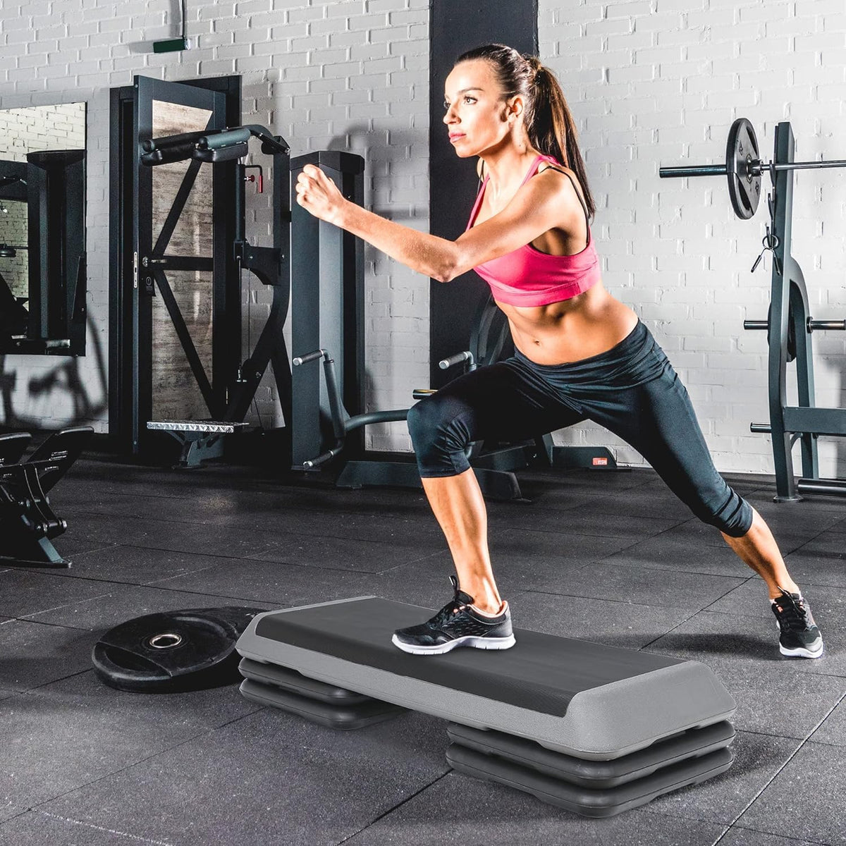 43" Adjustable Exercise Aerobic Step Platform with 4 Removable Risers Z3736