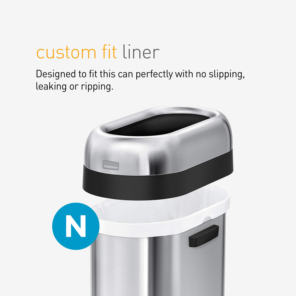 50 Liter Brushed Stainless Steel Open Top Trash Can T977183