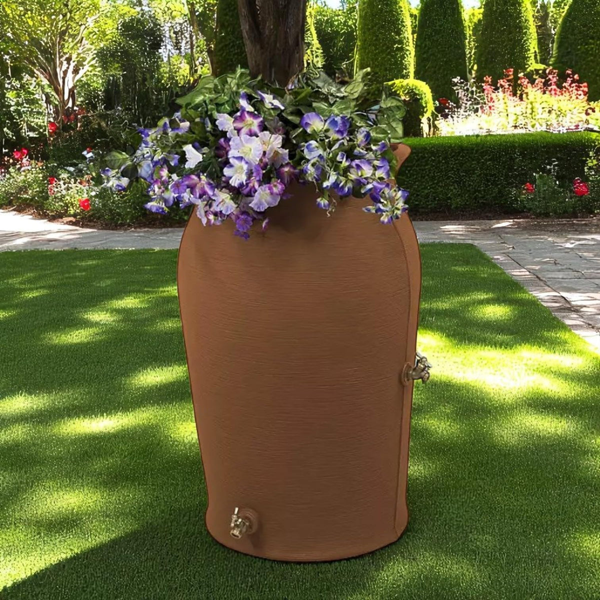 50 Gallon Brown Resin Rain Barrel with Planter Top Z530