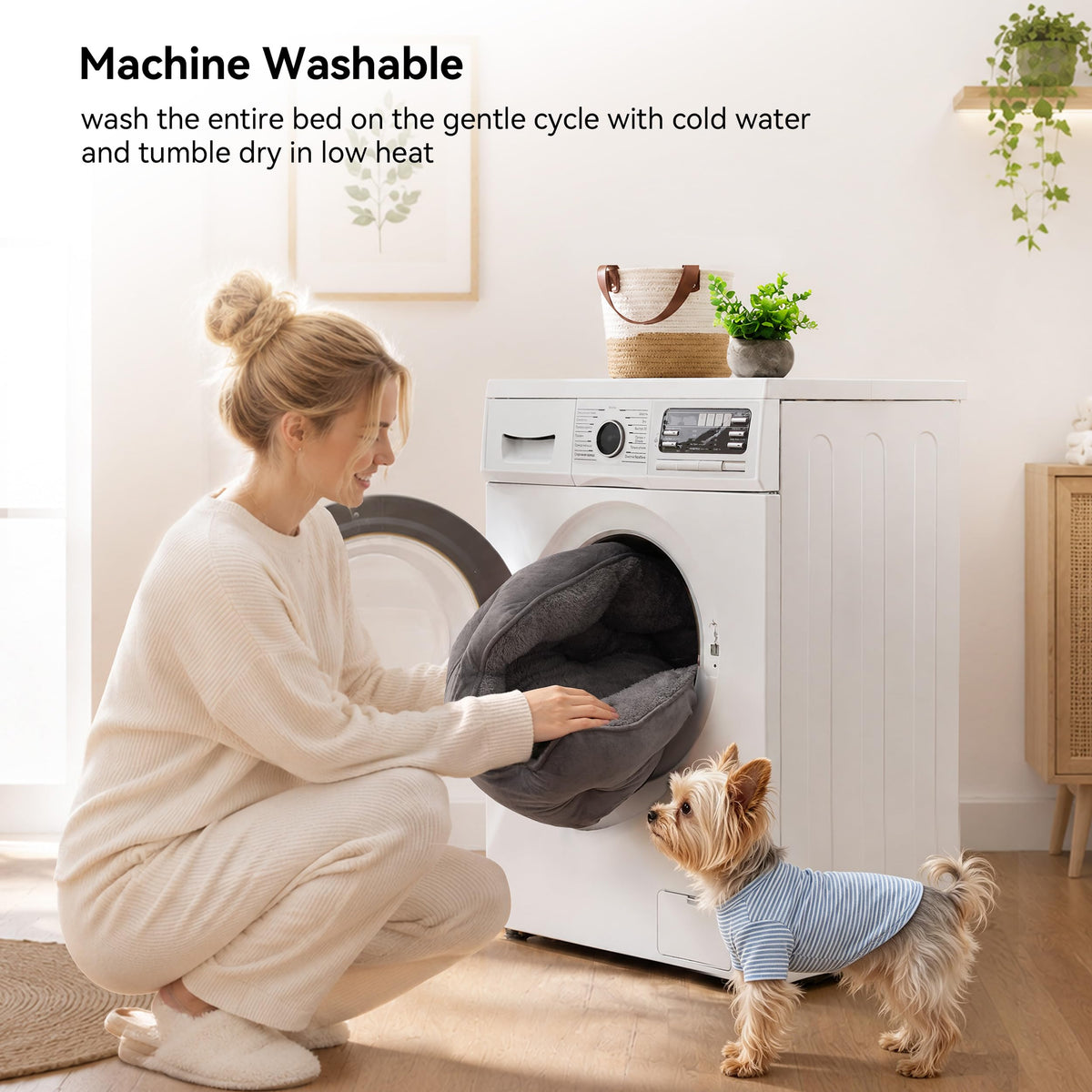 Small Dog Cat Pet Bed Machine Washable Grey 20 inches L71777