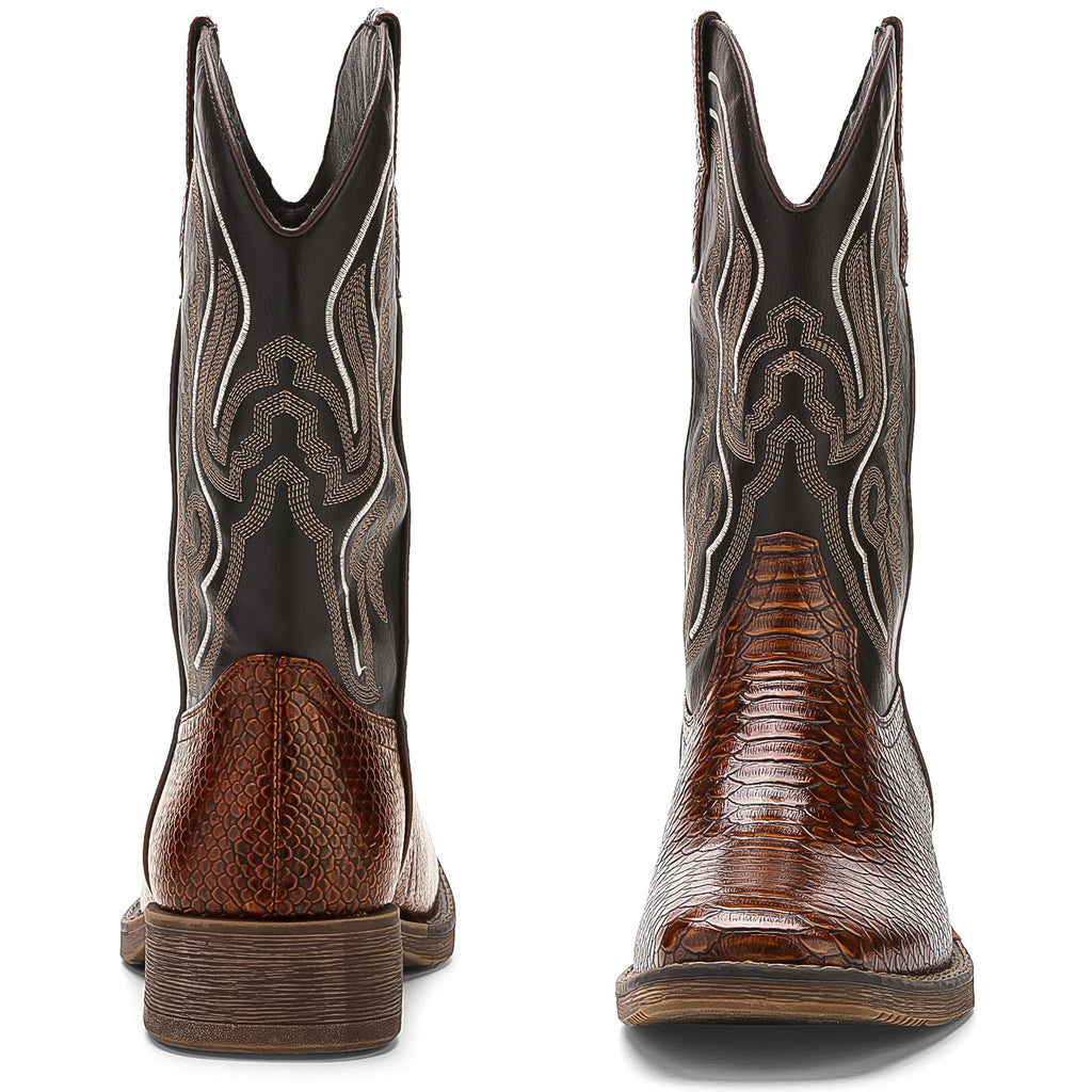 Faux Snake Skin Western Boots with Embroidery Z597497