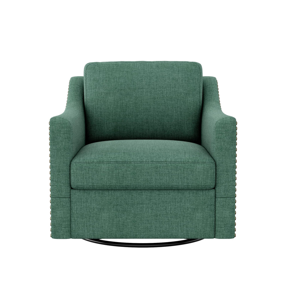 Green Linen Swivel Accent Chair Set of 2 L7064