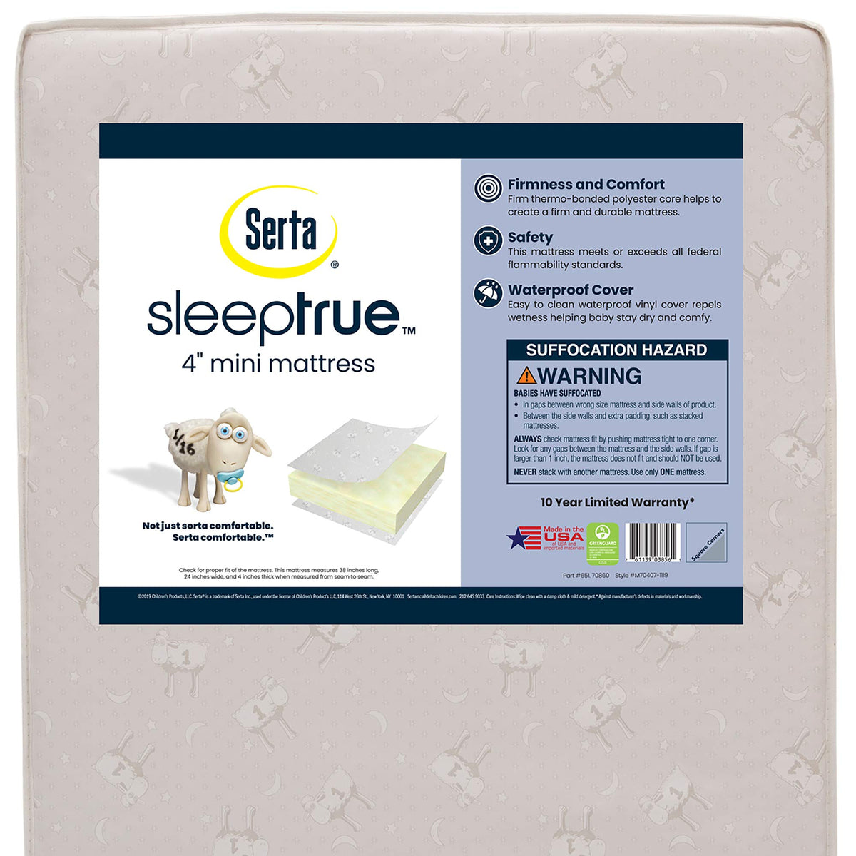 Mini Crib Mattress and 3 Pack Fitted Mini Crib Sheet Set Q7478
