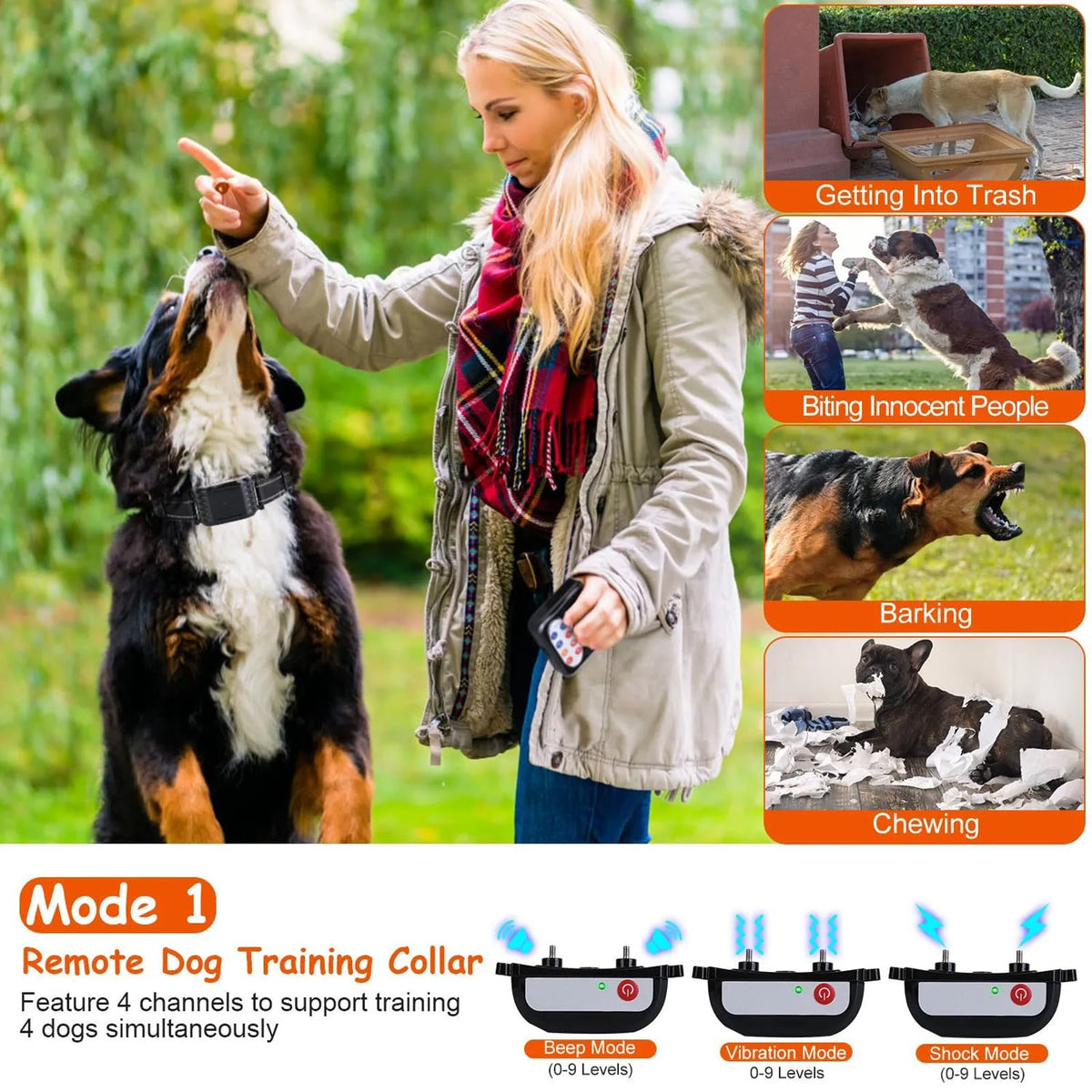 Wireless Electric Dog Fence & Remote Training Shock Collar, Waterproof, Up to 8 Acre J839822