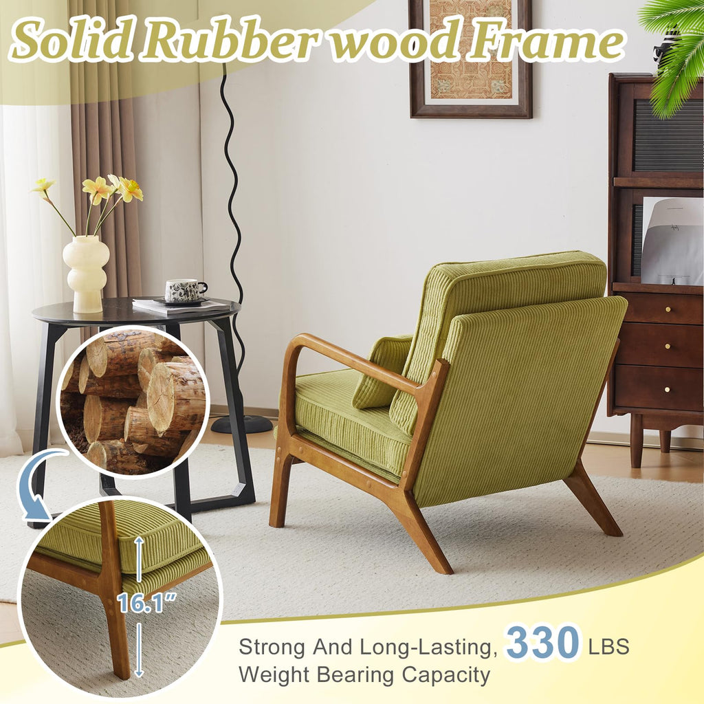 Green Corduroy Accent Chairs Set of 2 T1945