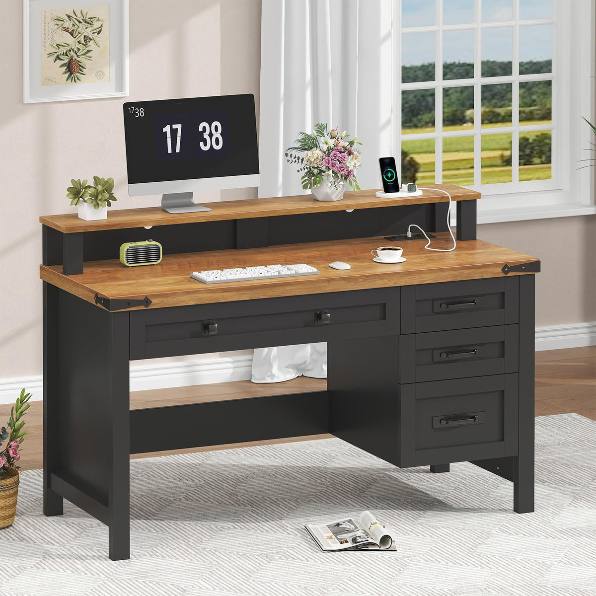 47" Computer Desk with Drawers W729