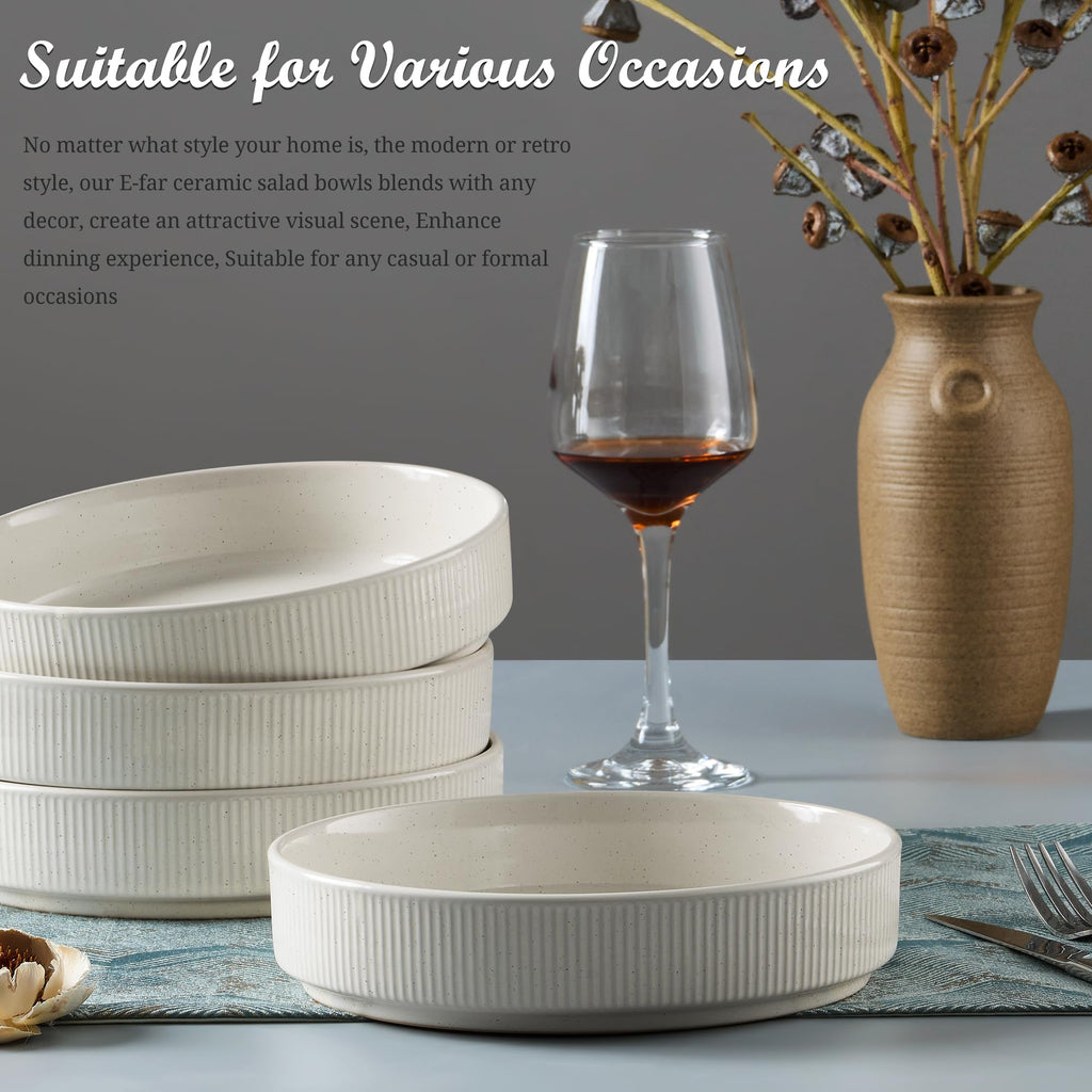 Pasta Bowls Set of 4, 35oz Ceramic, White, 8" L21666