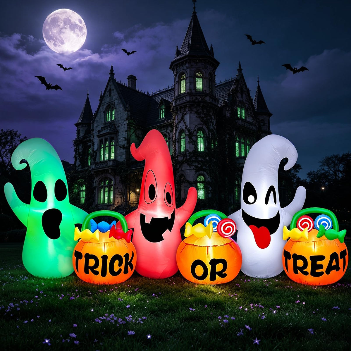 8 Ft Halloween Inflatable Ghosts Decoration C5965