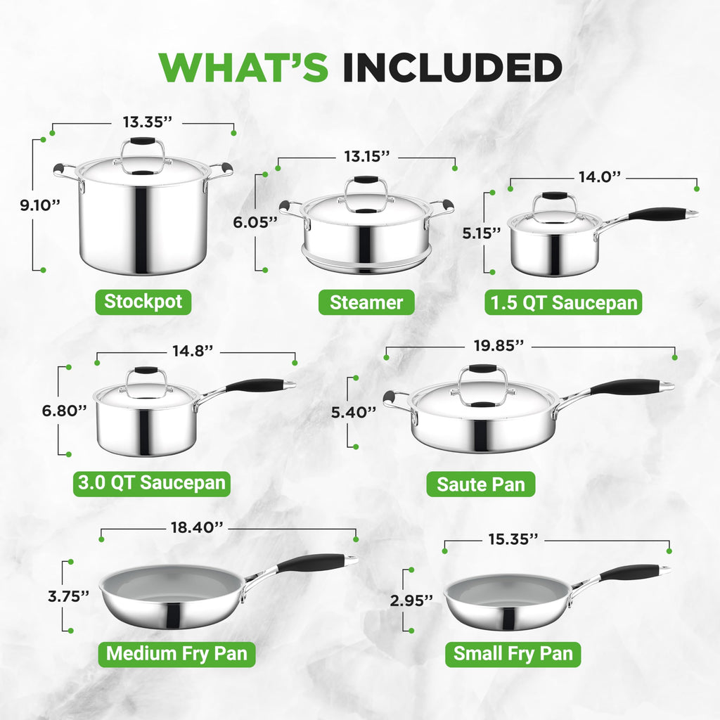 12-Piece Stainless Steel Non-Stick Cookware Set U506