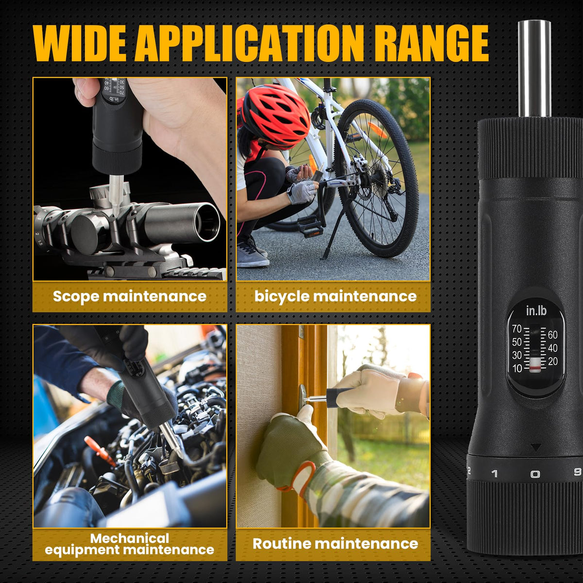 Torque Screwdriver with 12 Pieces Interchangeable Bits 1/4" Drive Black U998