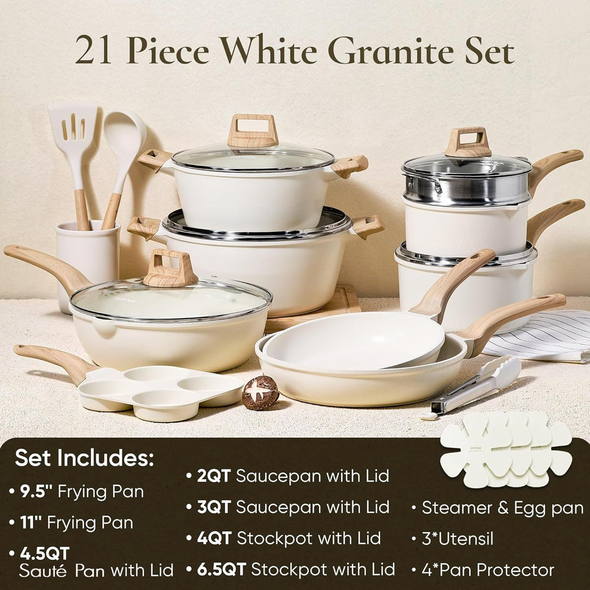 21 Pc Nonstick Cookware Set with Egg Pan O291