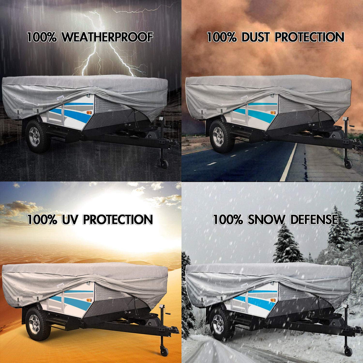 Waterproof Folding Camping Trailer Storage Cover 14'-16' D3623