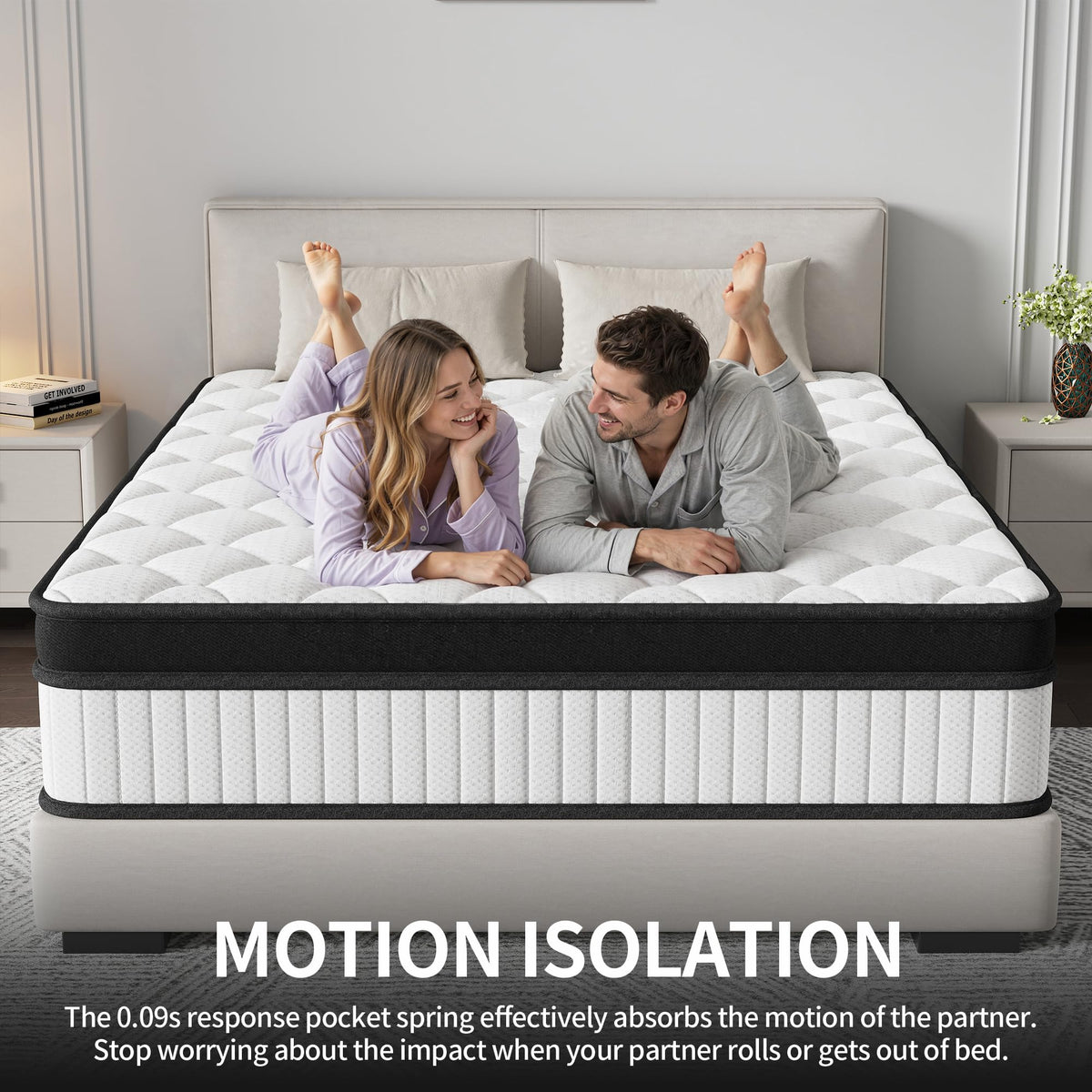 12 Inch Medium Firm Memory Foam Pocket Spring Hybrid Mattress H4178
