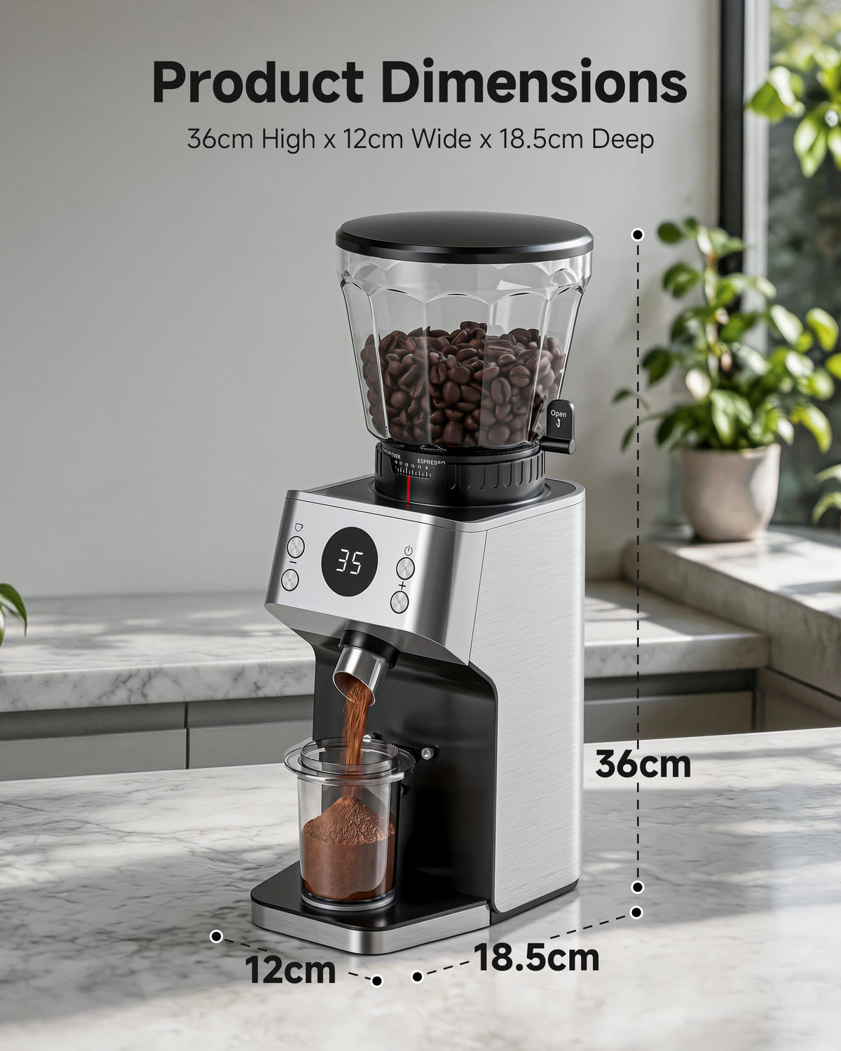 Espresso Coffee Grinder, 45 Grind Settings Y149