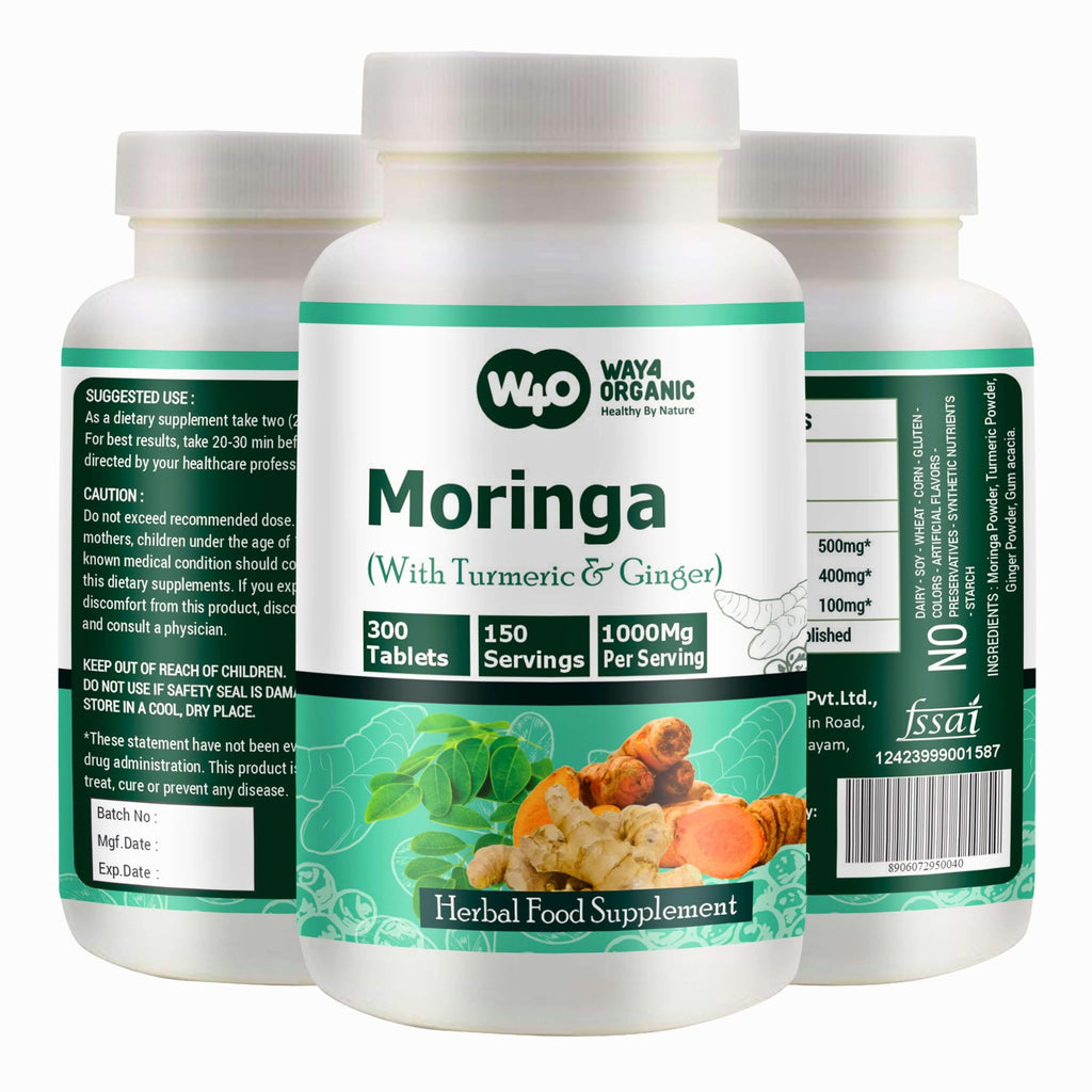 Moringa Tablets with Turmeric and Ginger, 300 Pills, 1000 Mg B573752
