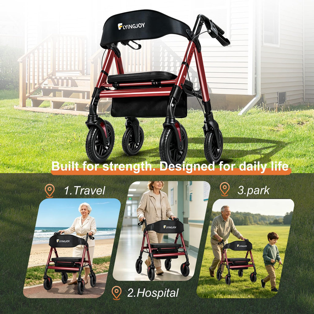 Heavy-Duty Bariatric Rollator Walker with Seat S173