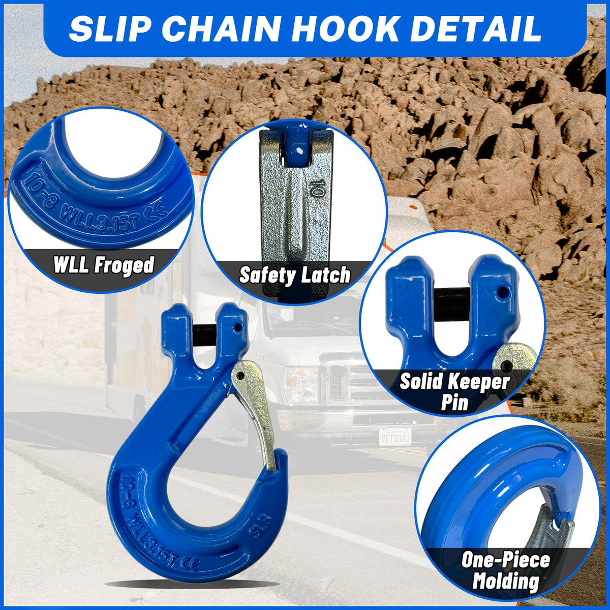 2 Pack 3/8" Heavy Duty Forged Clevis Slip Hook 6900Lbs T734114