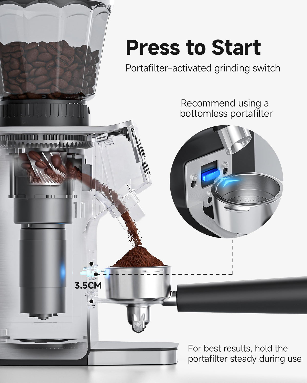 Espresso Coffee Grinder, 45 Grind Settings Y149