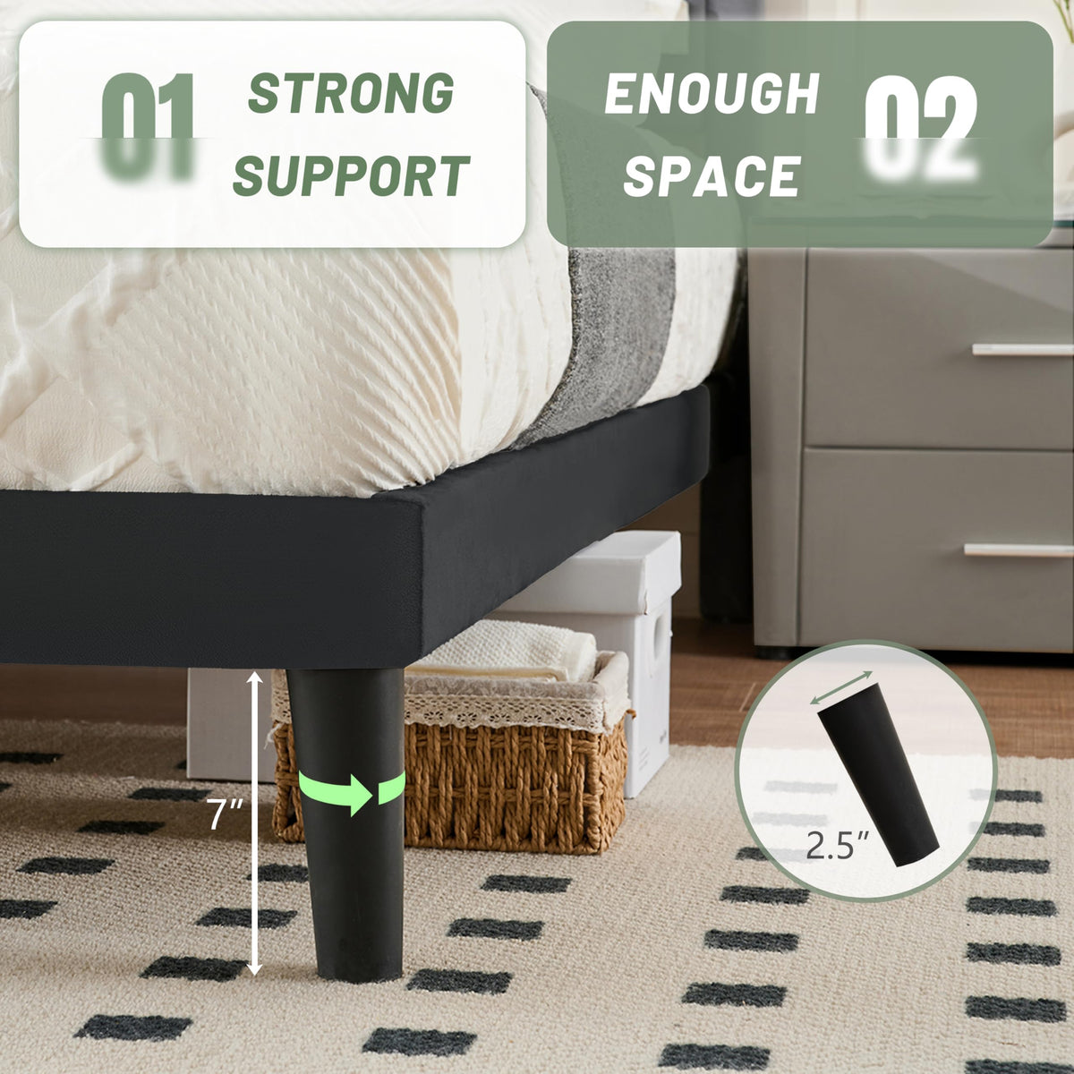 Queen Size Velvet Platform Bed Frame with Headboard L2006