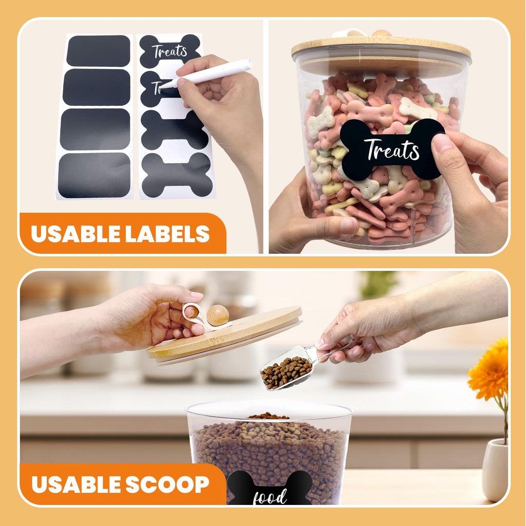 3 Pack Airtight Dog Food Storage Container with Bamboo Lids B4751