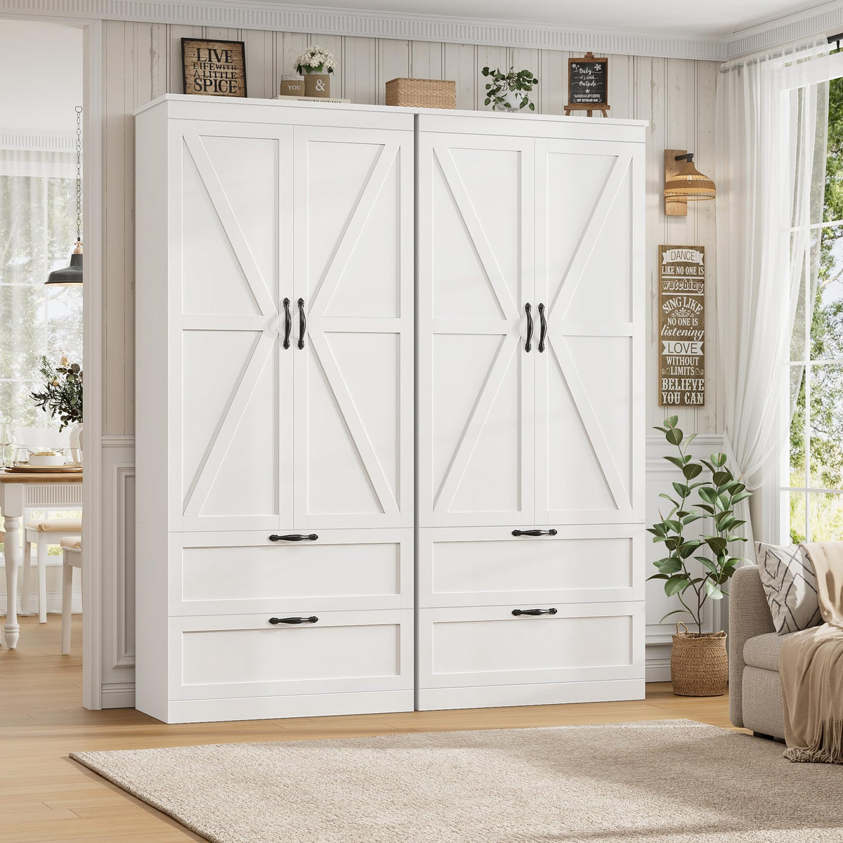 70" White Kitchen Pantry Storage Cabinet G6704