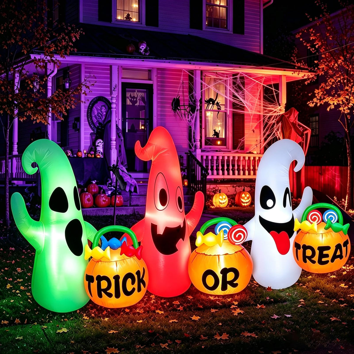 8 Ft Halloween Inflatable Ghosts Decoration C5965