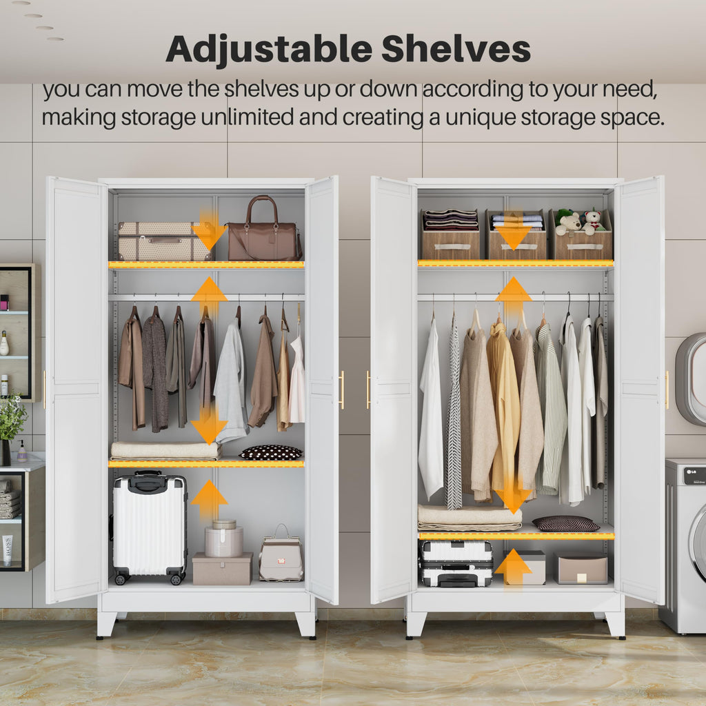 Metal Armoire Wardrobe Closet with Mirror U734