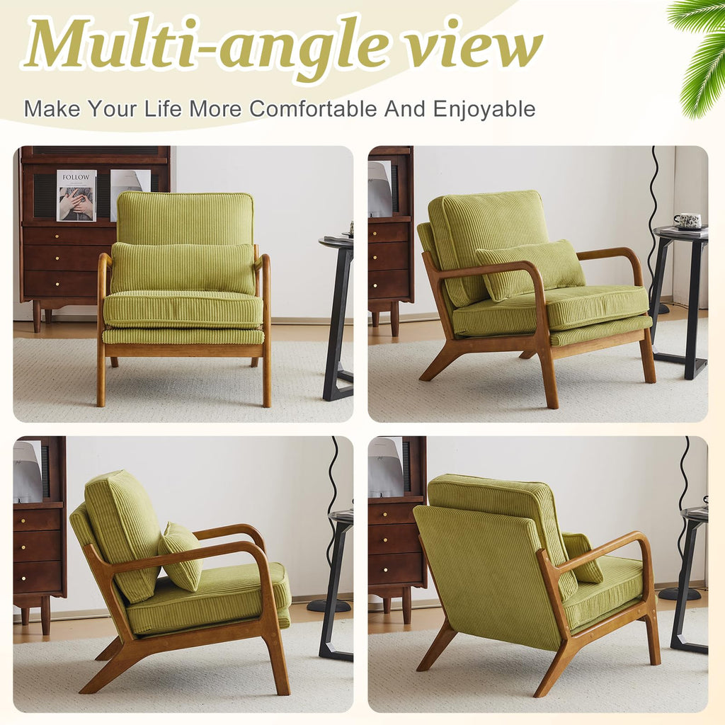 Green Corduroy Accent Chairs Set of 2 T1945