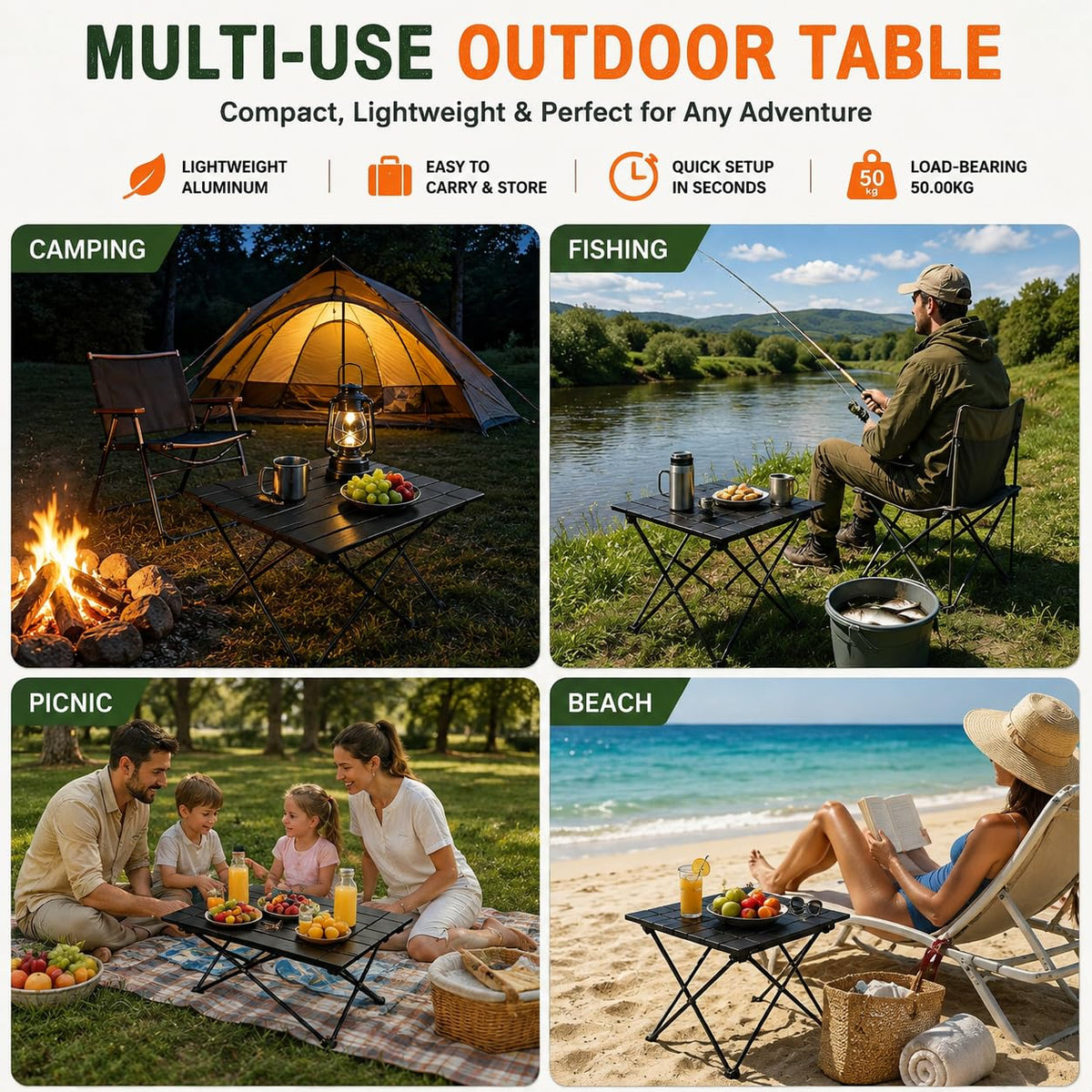 Folding Ultralight Aluminum Camping Table D519447
