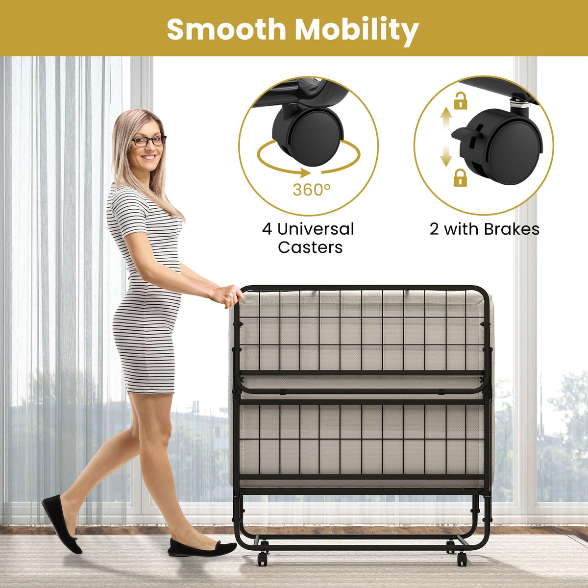 Twin Folding Bed with Mattress Y4451