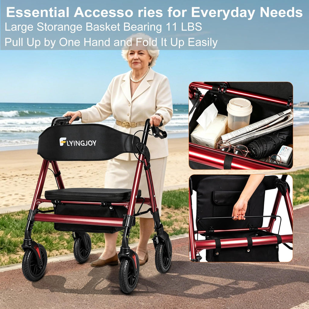 Heavy-Duty Bariatric Rollator Walker with Seat S173