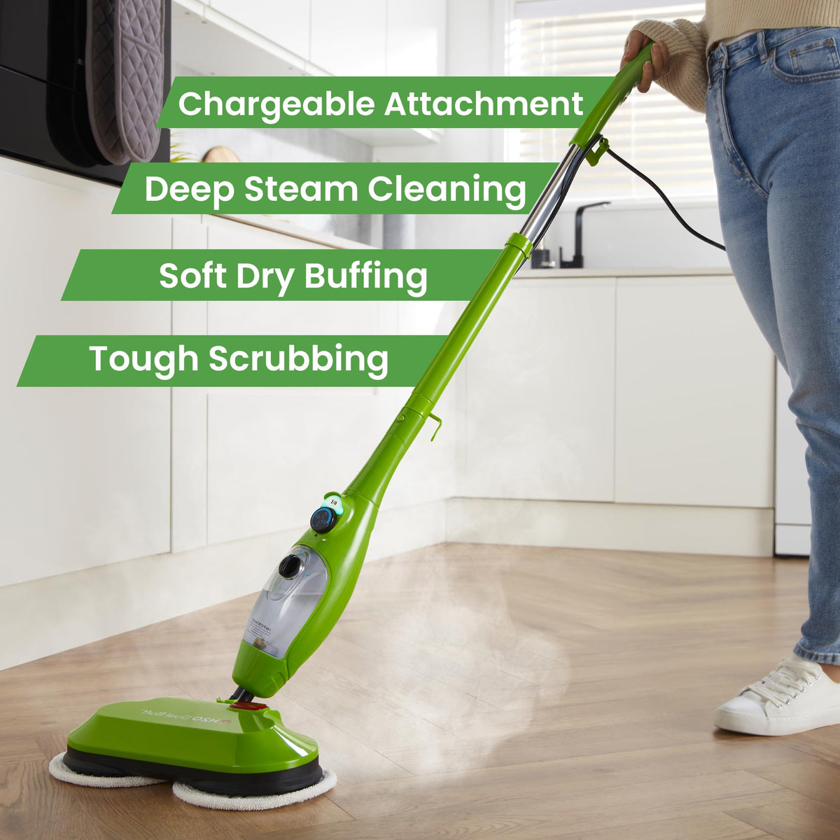 8 in 1 Handheld Steam Mop with 2 Washable Scrub Pads C4398