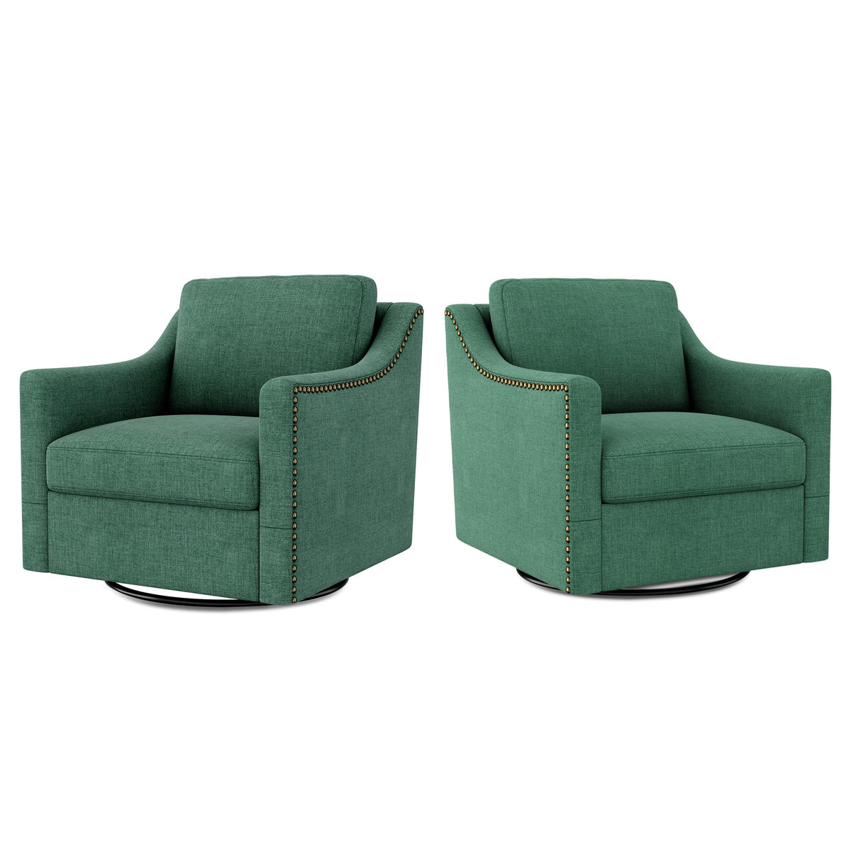 Green Linen Swivel Accent Chair Set of 2 L7064