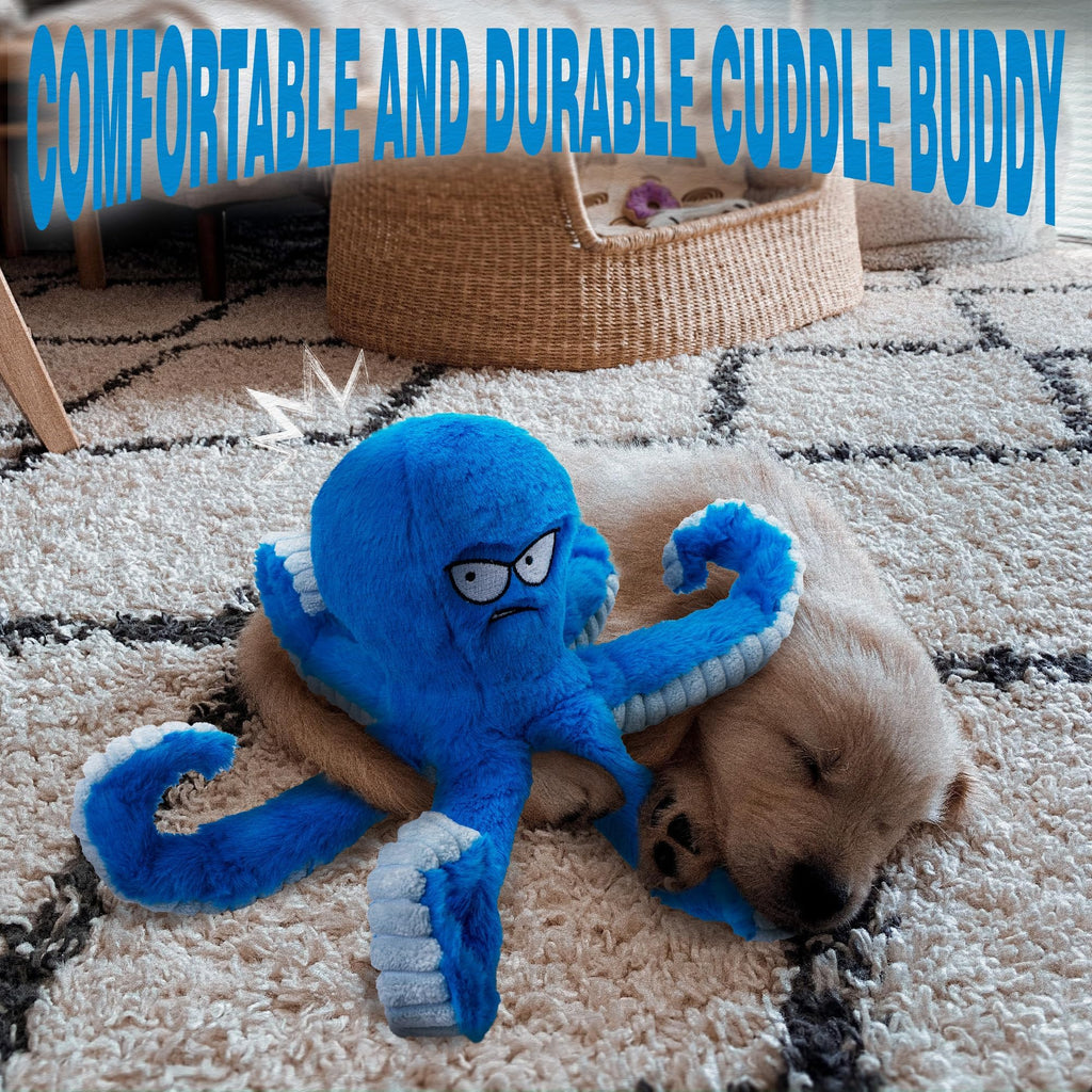 Stuffed Squeaky Crinkle Blue Octopus Dog Toy C58490