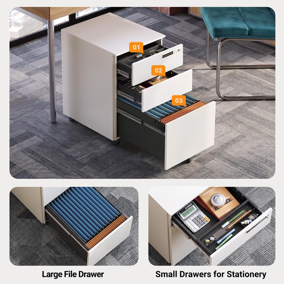 3 Drawer File Cabinet with Combination Lock Q353574