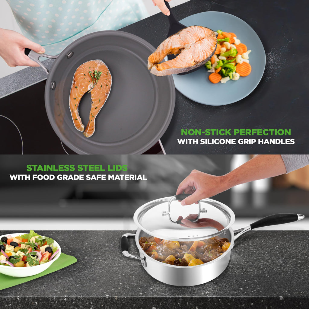 12-Piece Stainless Steel Non-Stick Cookware Set U506