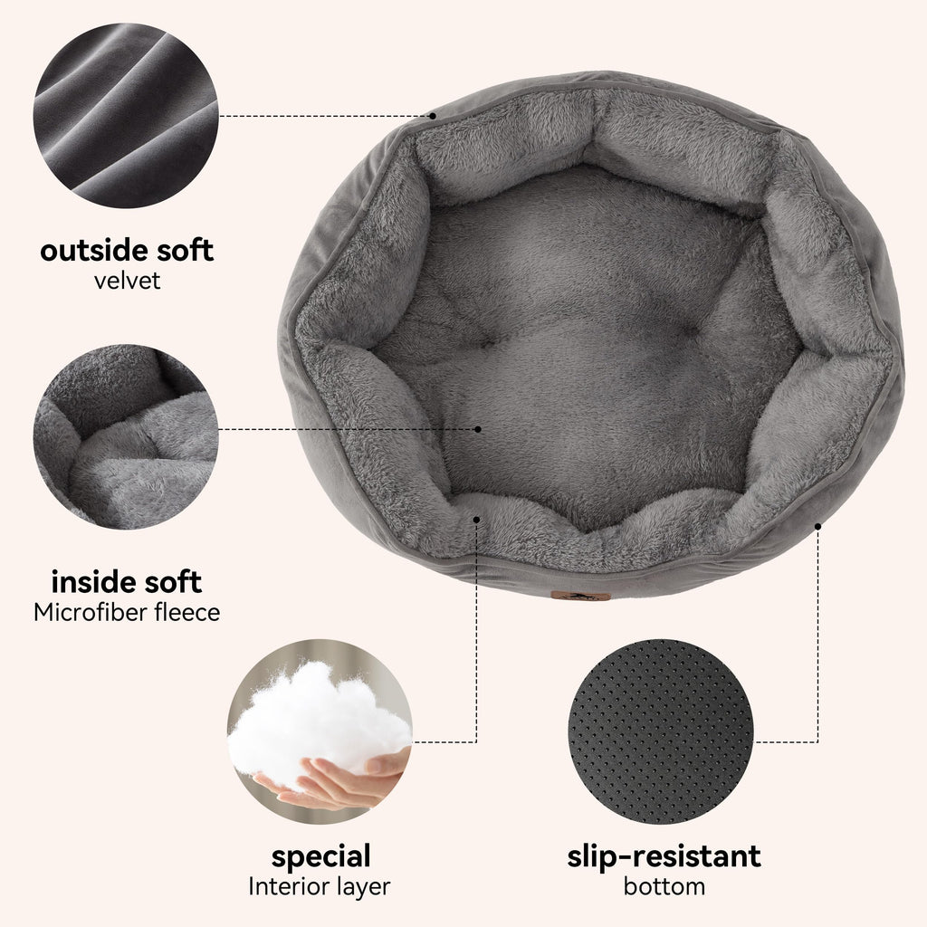 Small Dog Cat Pet Bed Machine Washable Grey 20 inches L71777