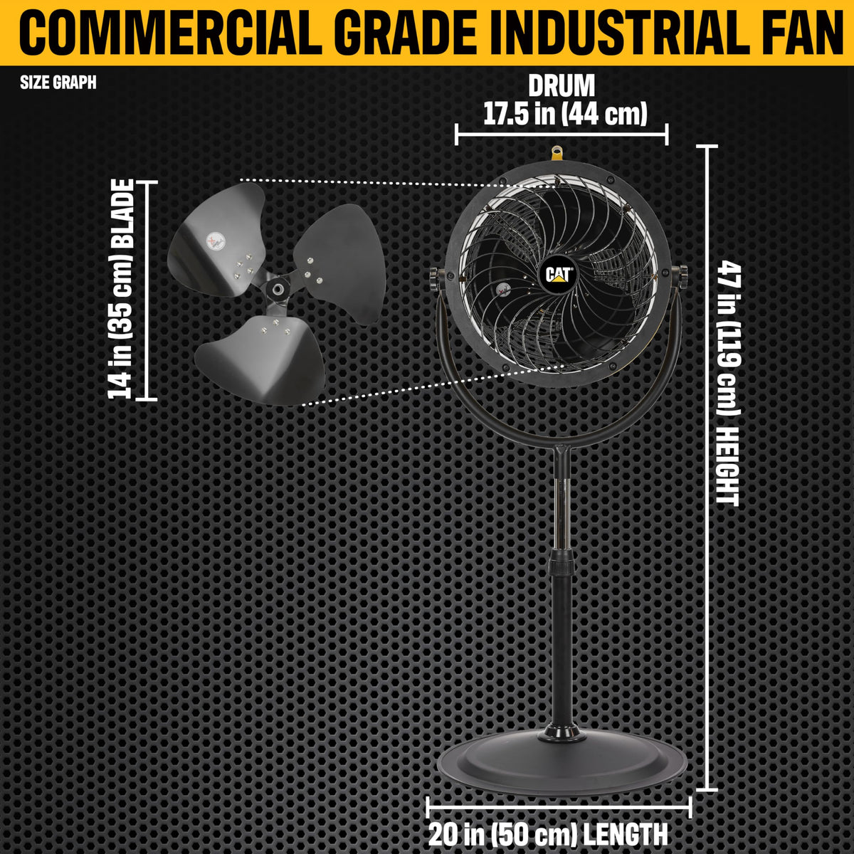 14” High-Velocity Pedestal Drum Fan 4-Speed 2,300 CFM I467