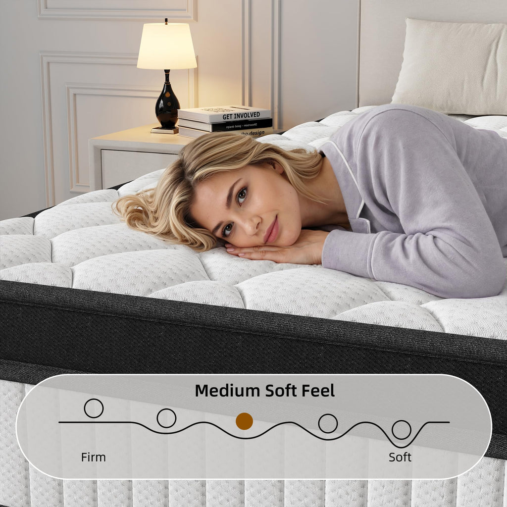 12 Inch Medium Firm Memory Foam Pocket Spring Hybrid Mattress H4178