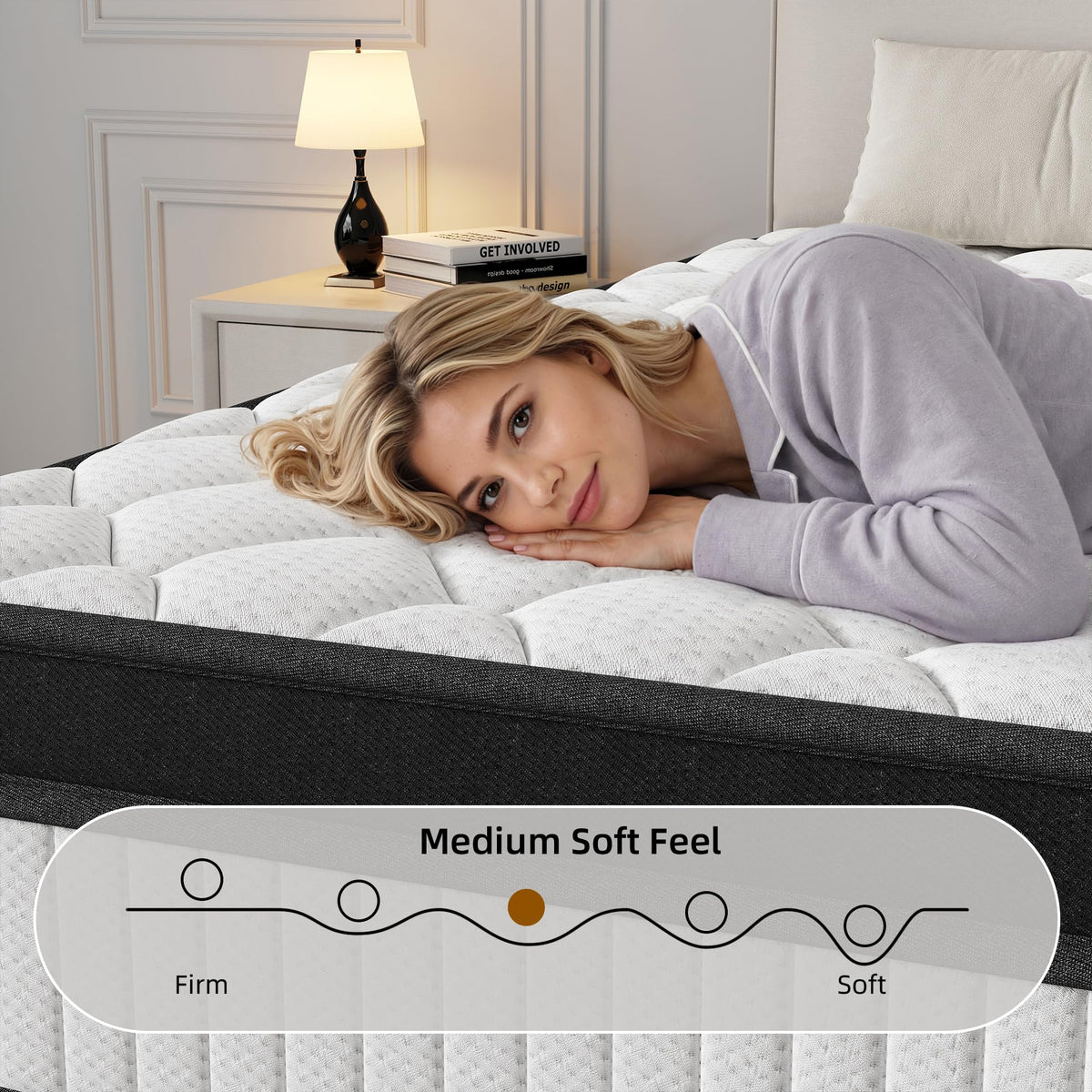 12 Inch Medium Firm Memory Foam Pocket Spring Hybrid Mattress H4178