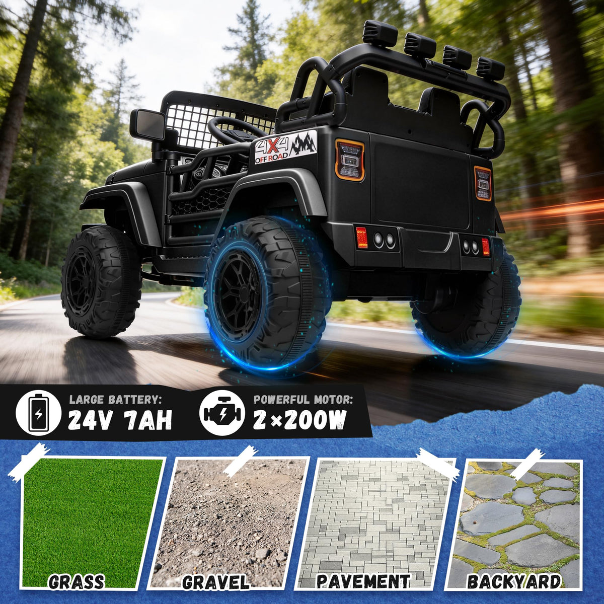 Black 2 Seater 24V Ride On Car H154584